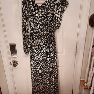 Betsy & Adam black and gold metallic dress. New with tags.